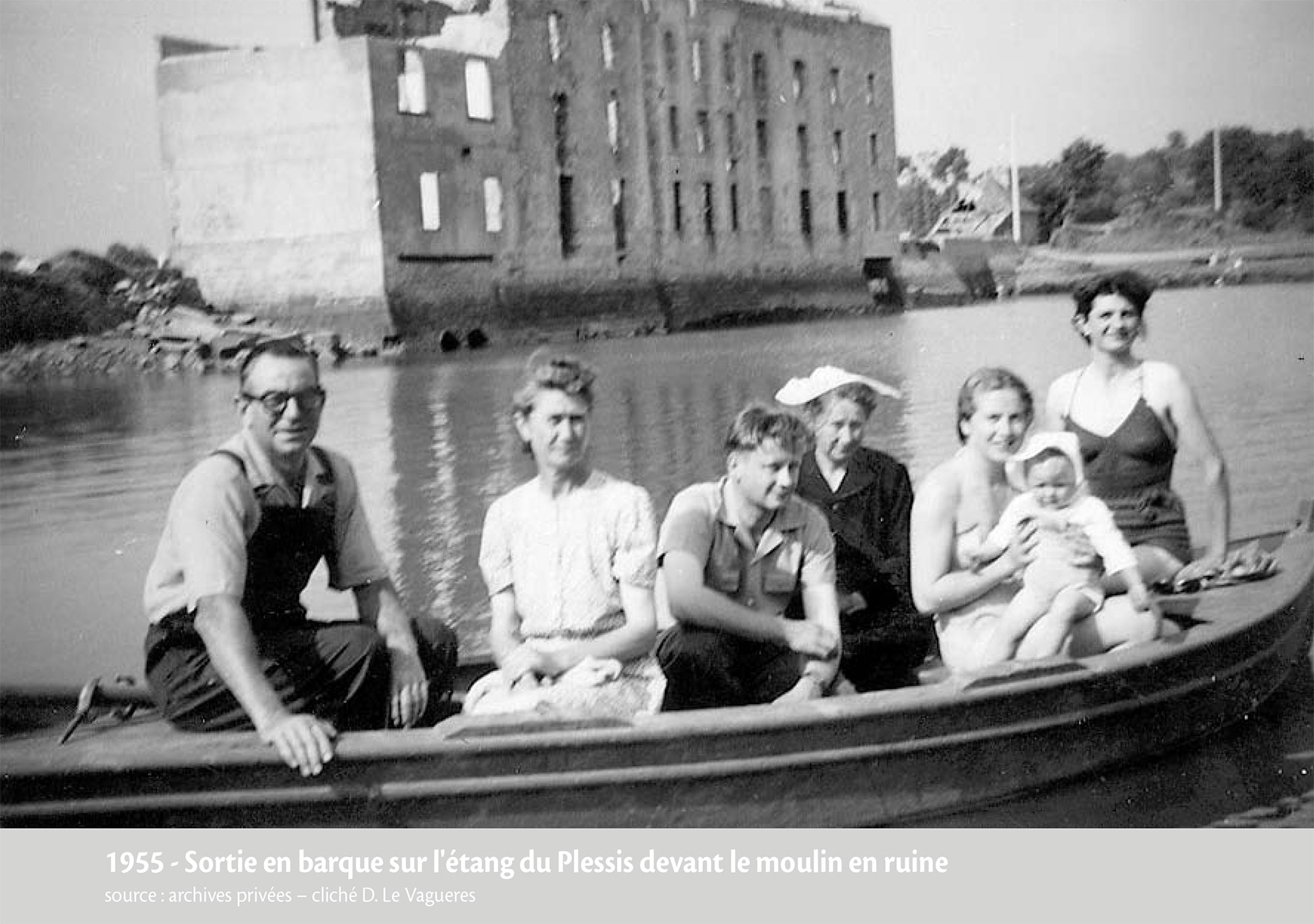 1955 - Sortie en barque sur l'étang du Plessis à Lanester